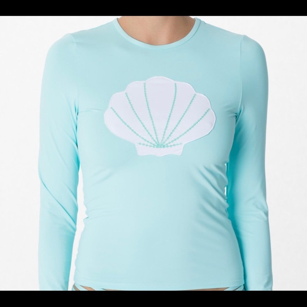 LETARTE SHELL RUSHGUARD BLUE NWT FAST SHIPPING